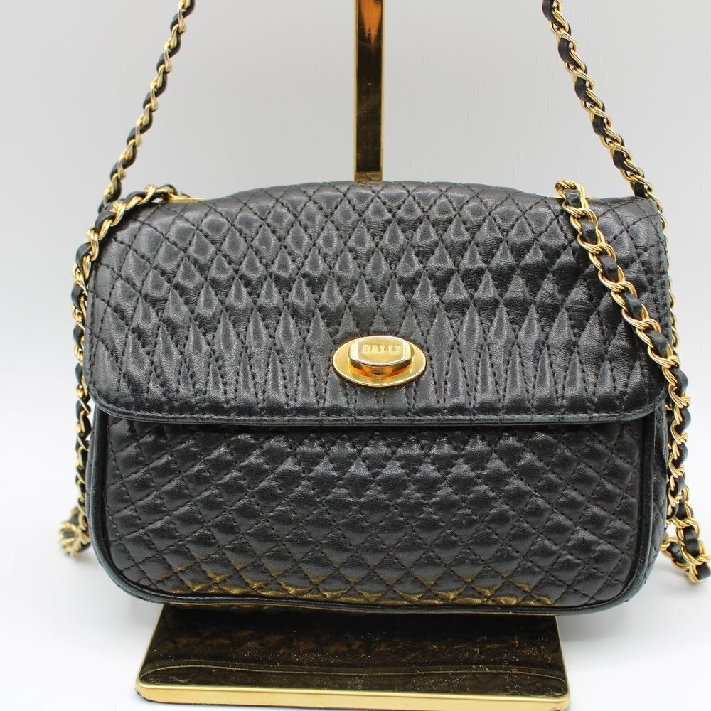 Bally Lambskin Black  leather Crossbody